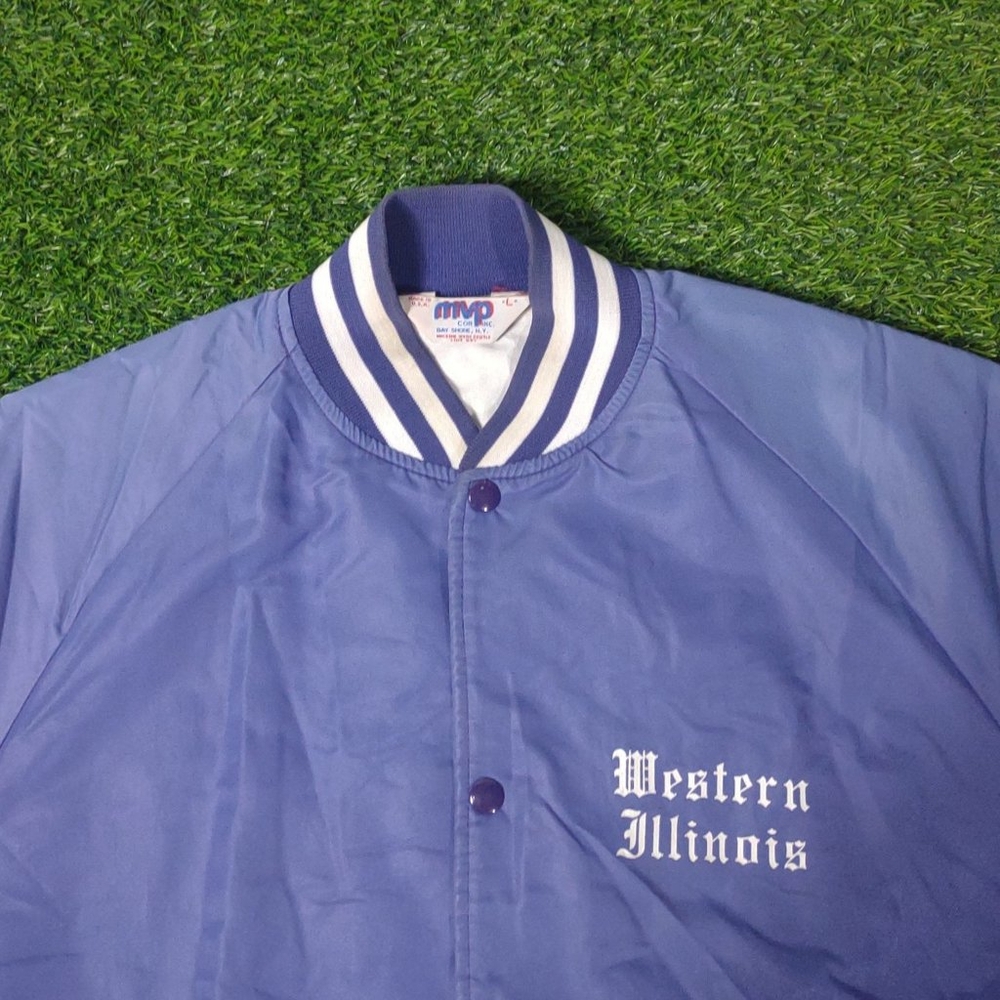RARE VINTAGE WESTERN ILLINOIS JACKET MADE IN USA BOMBER UNIVERSITY NCAA VTG 80S